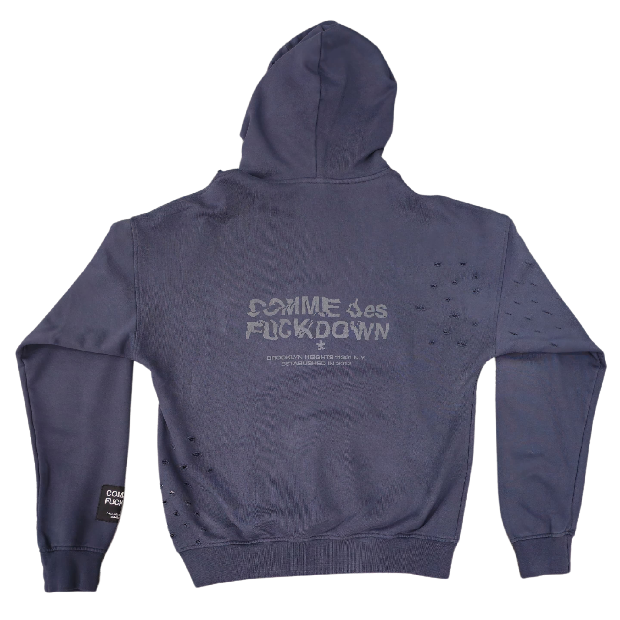 RIPPED HOODIE NAVY - COMME DES FUCKDOWN
