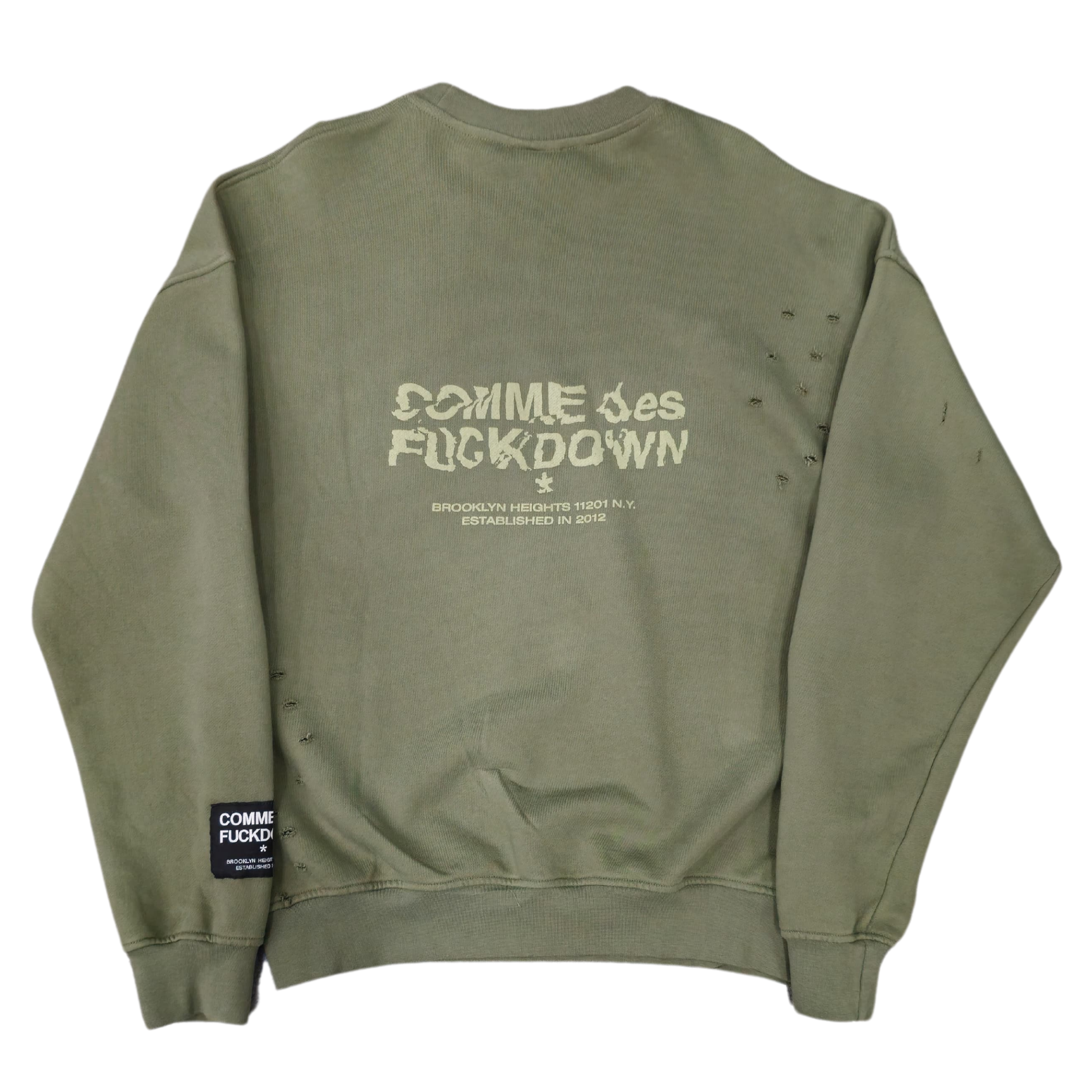 RIPPED SWEATSHIRT CREWNECK GREEN - COMME DES FUCKDOWN