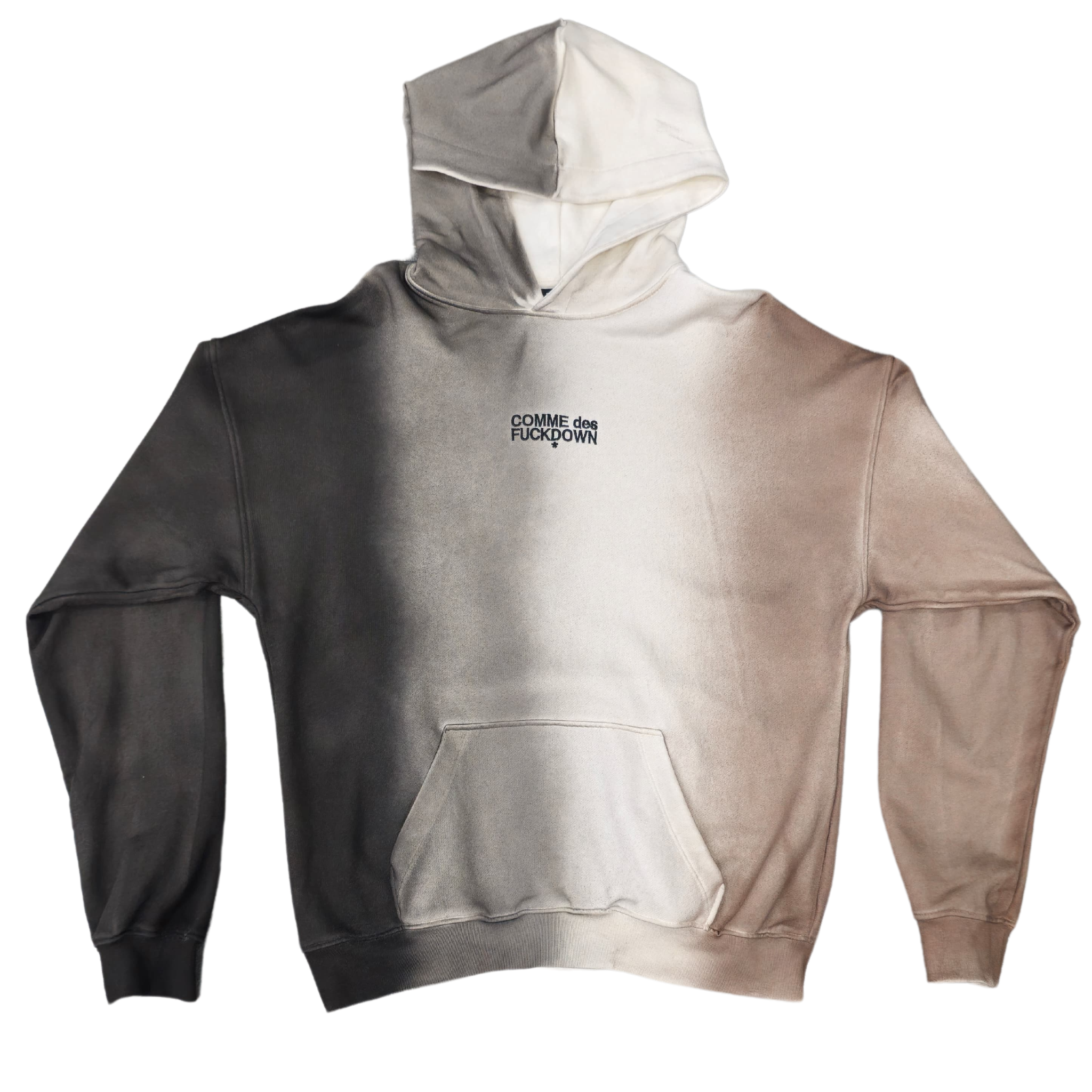 BEIGE-BLACK GRADIENT HOODIE - COMME DES FUCKDOWN