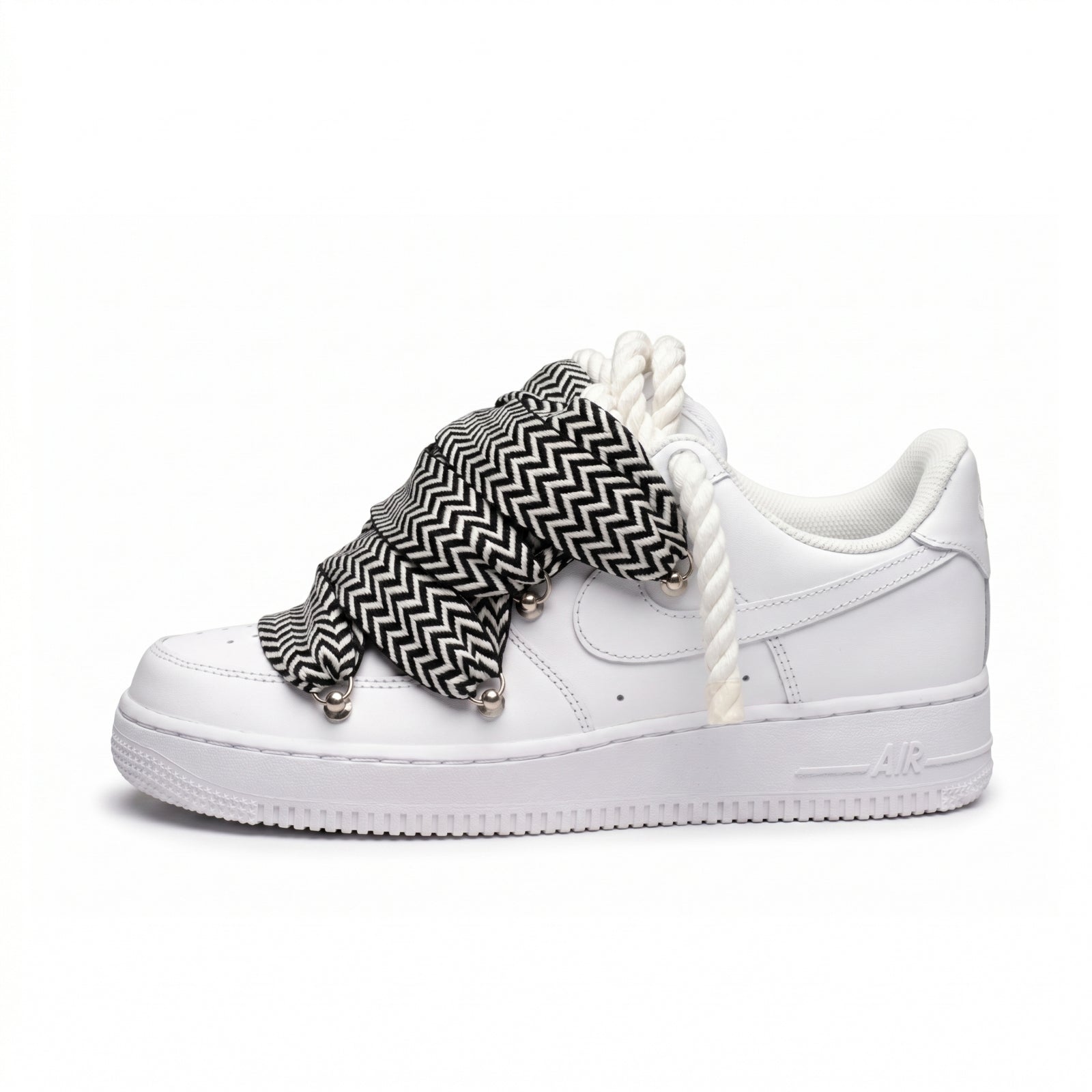 Air Force 1 Custom "Rope Laces Lanvin" Black & White