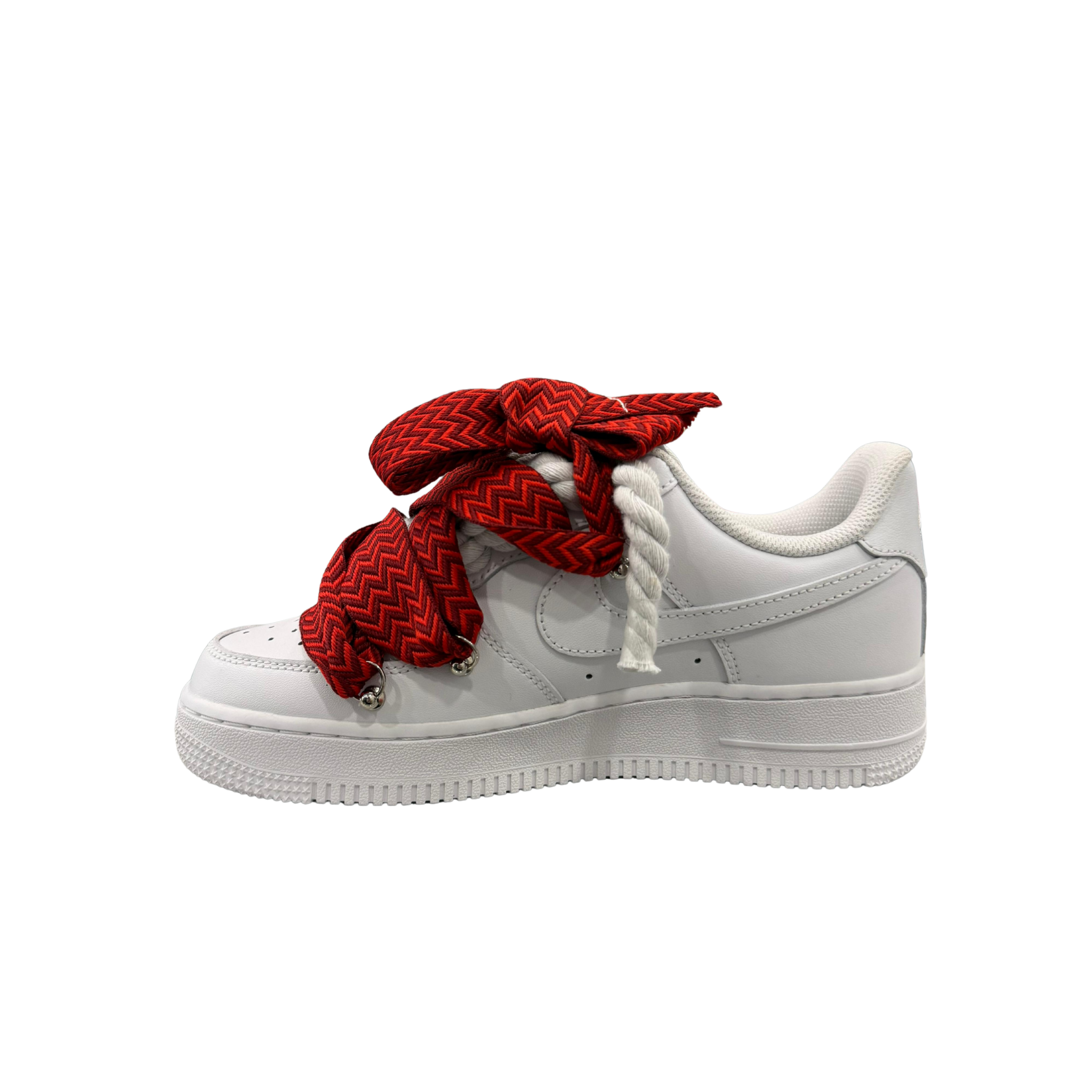 NIKE AIR FORCE 1 WHITE ROPE LACES LANV* RED