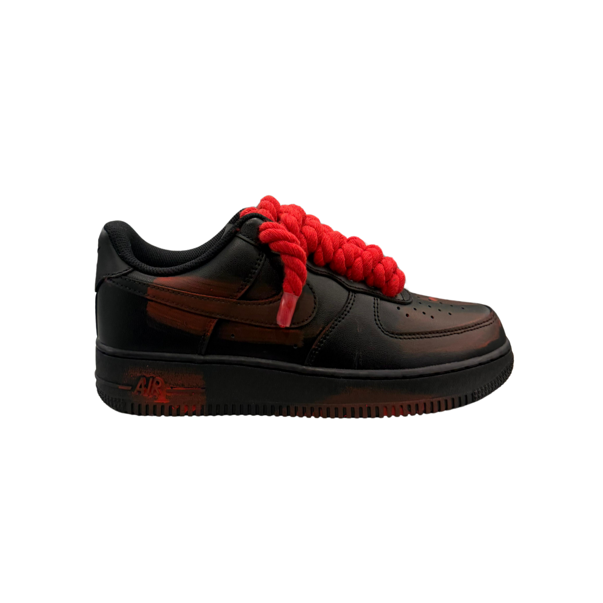NIKE AIR FORCE 1 BLACK ROPE LACES RED LIMITED EDITION
