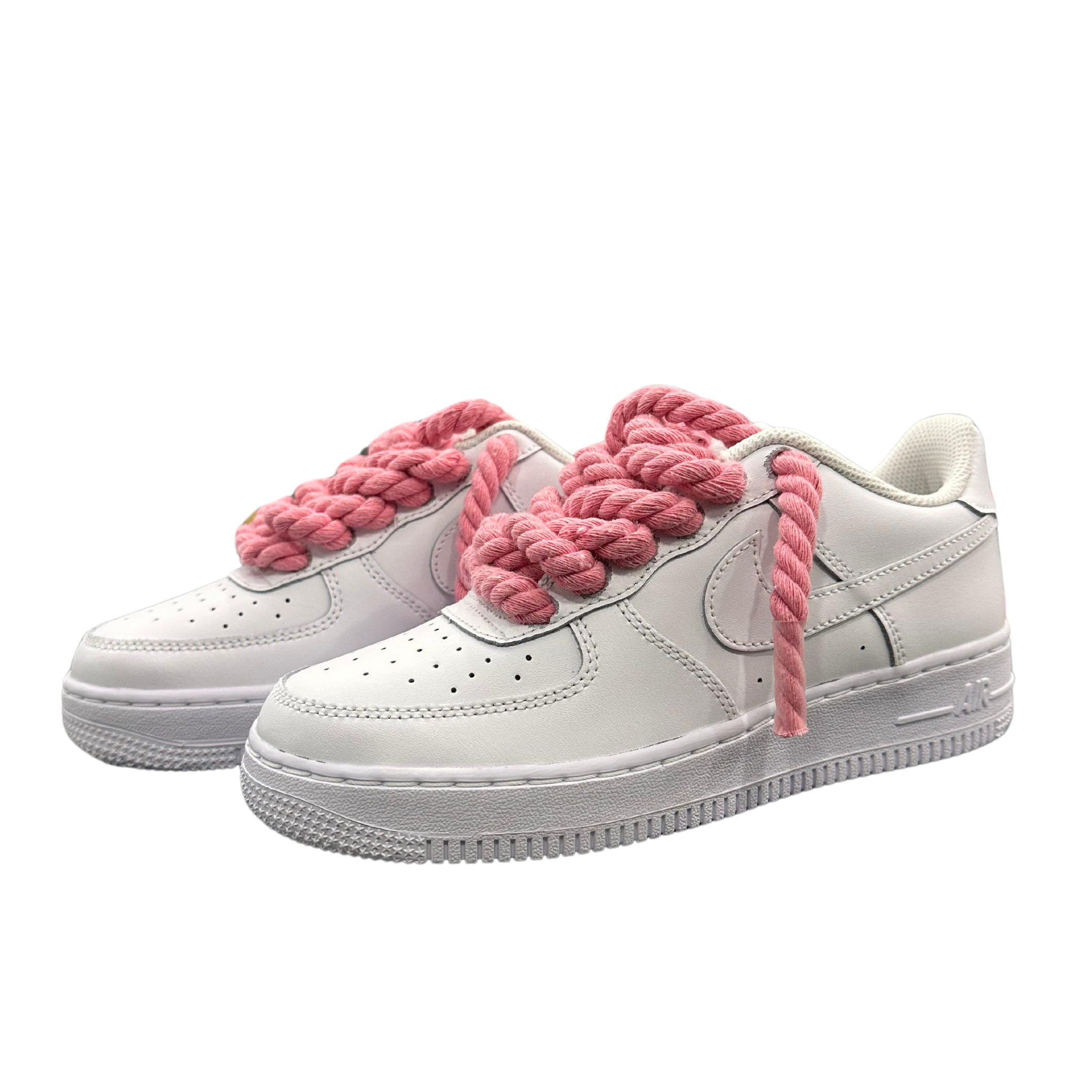 NIKE AIR FORCE 1 WHITE ROPE LACES PINK