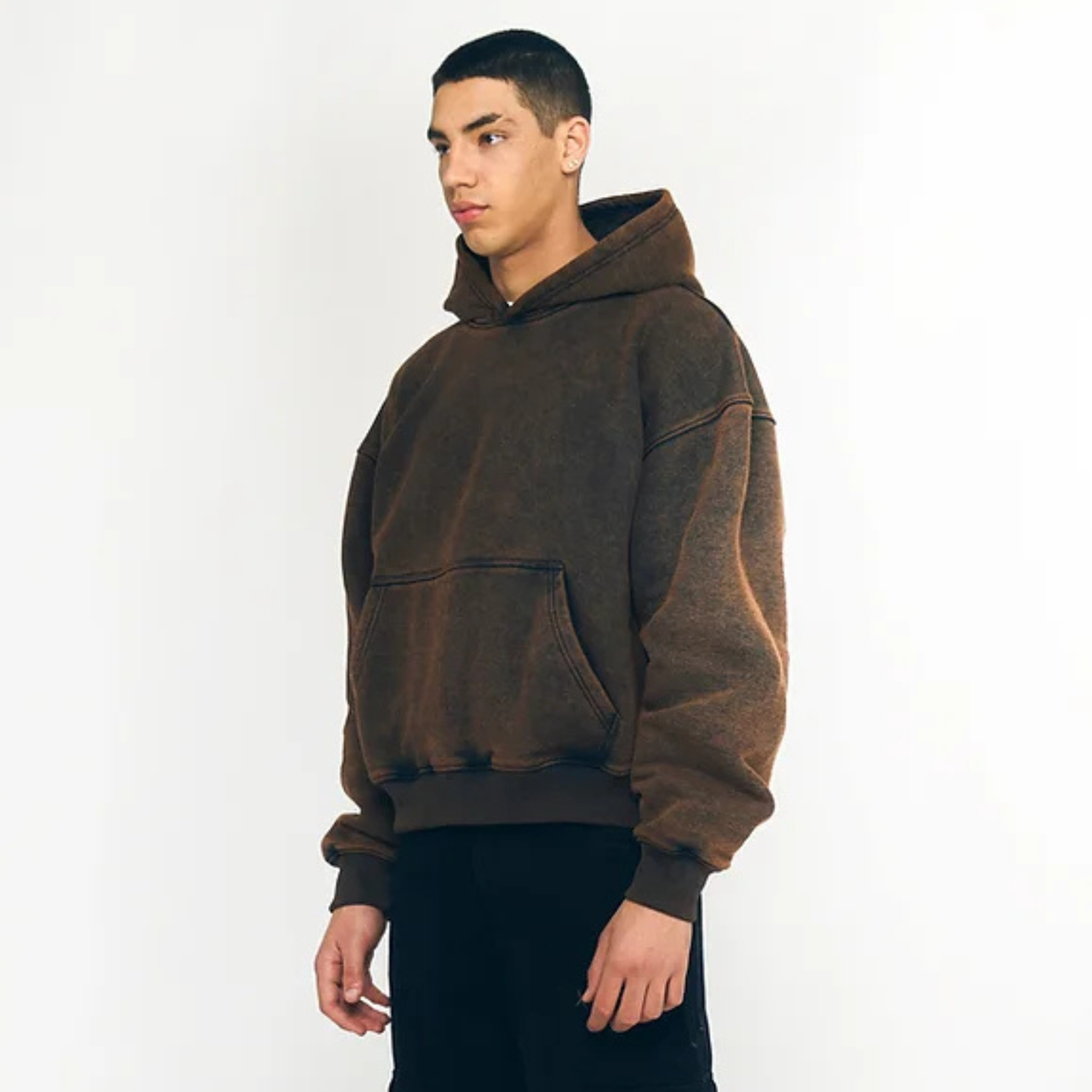 BROWN BRUTALIST HOODIE - CROSSY STUDIOS