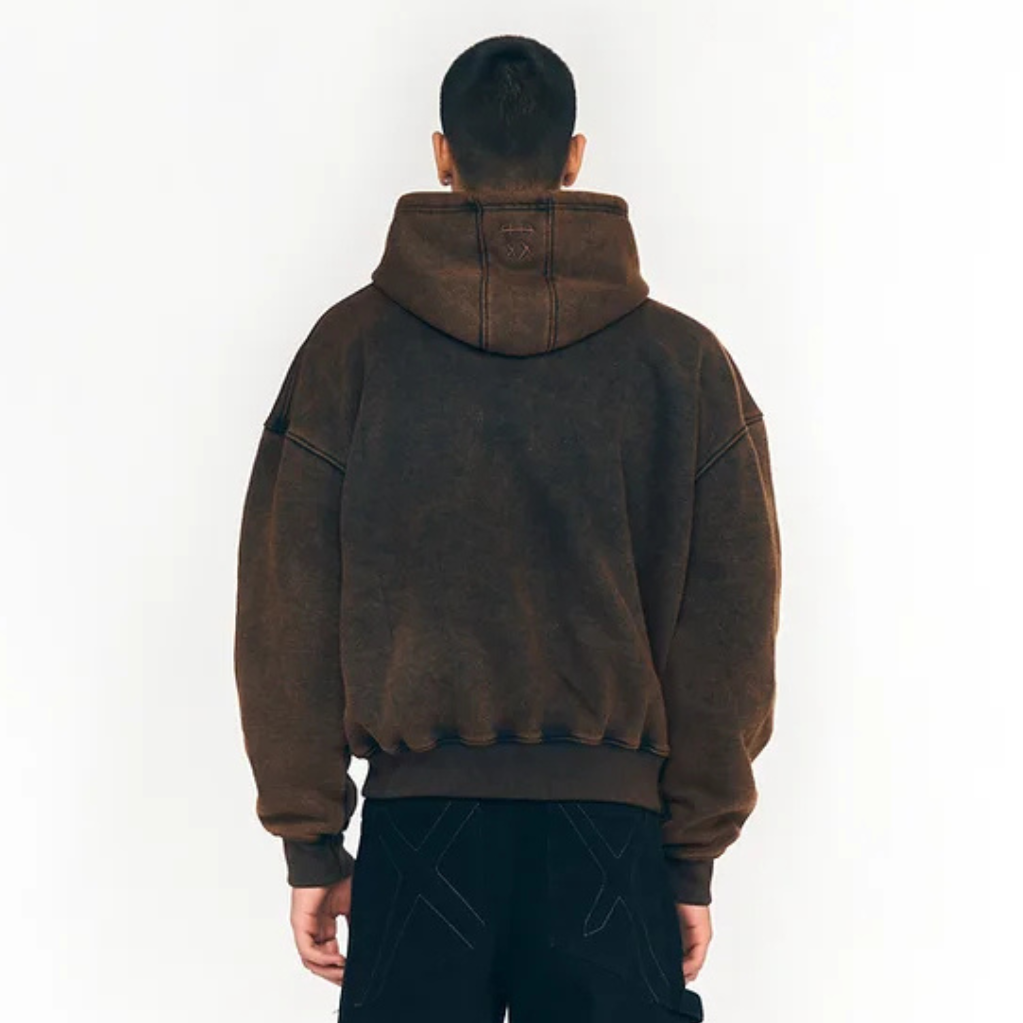 BROWN BRUTALIST HOODIE - CROSSY STUDIOS