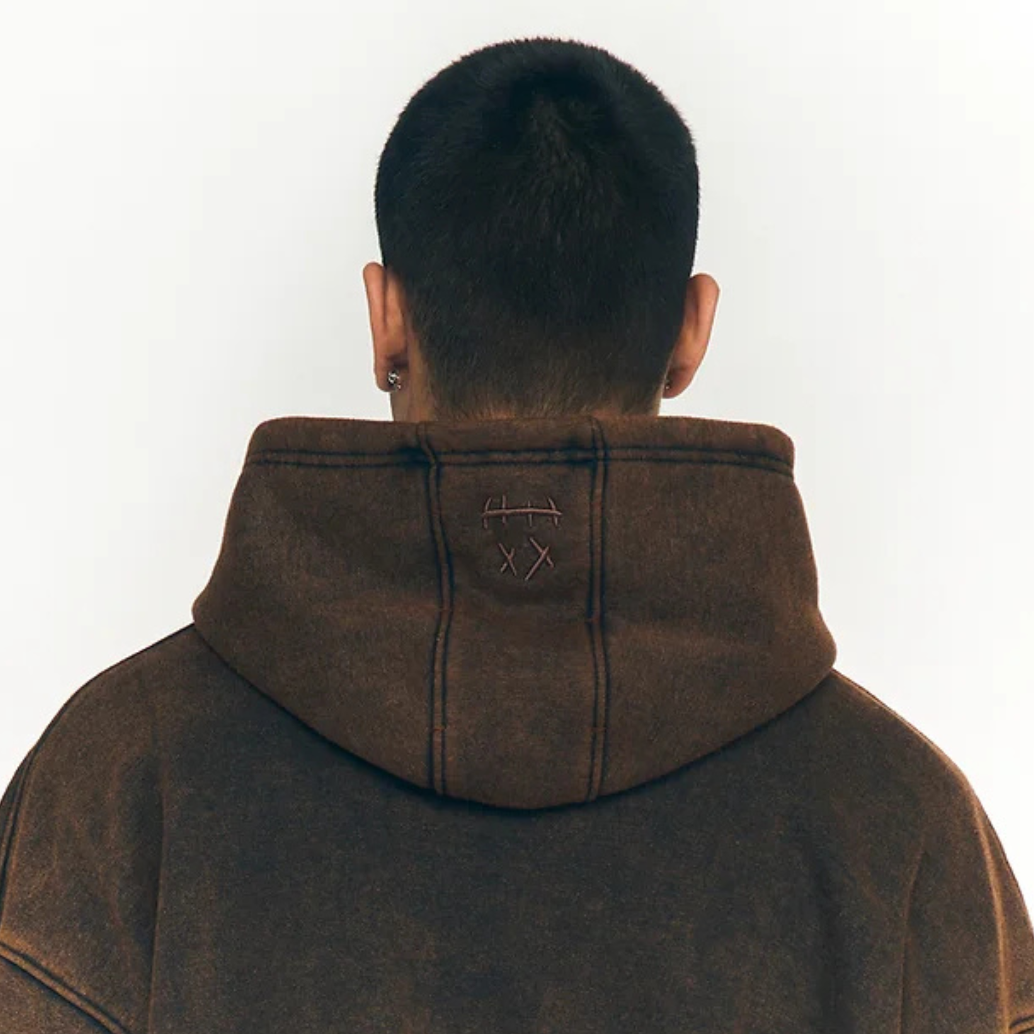 BROWN BRUTALIST HOODIE - CROSSY STUDIOS