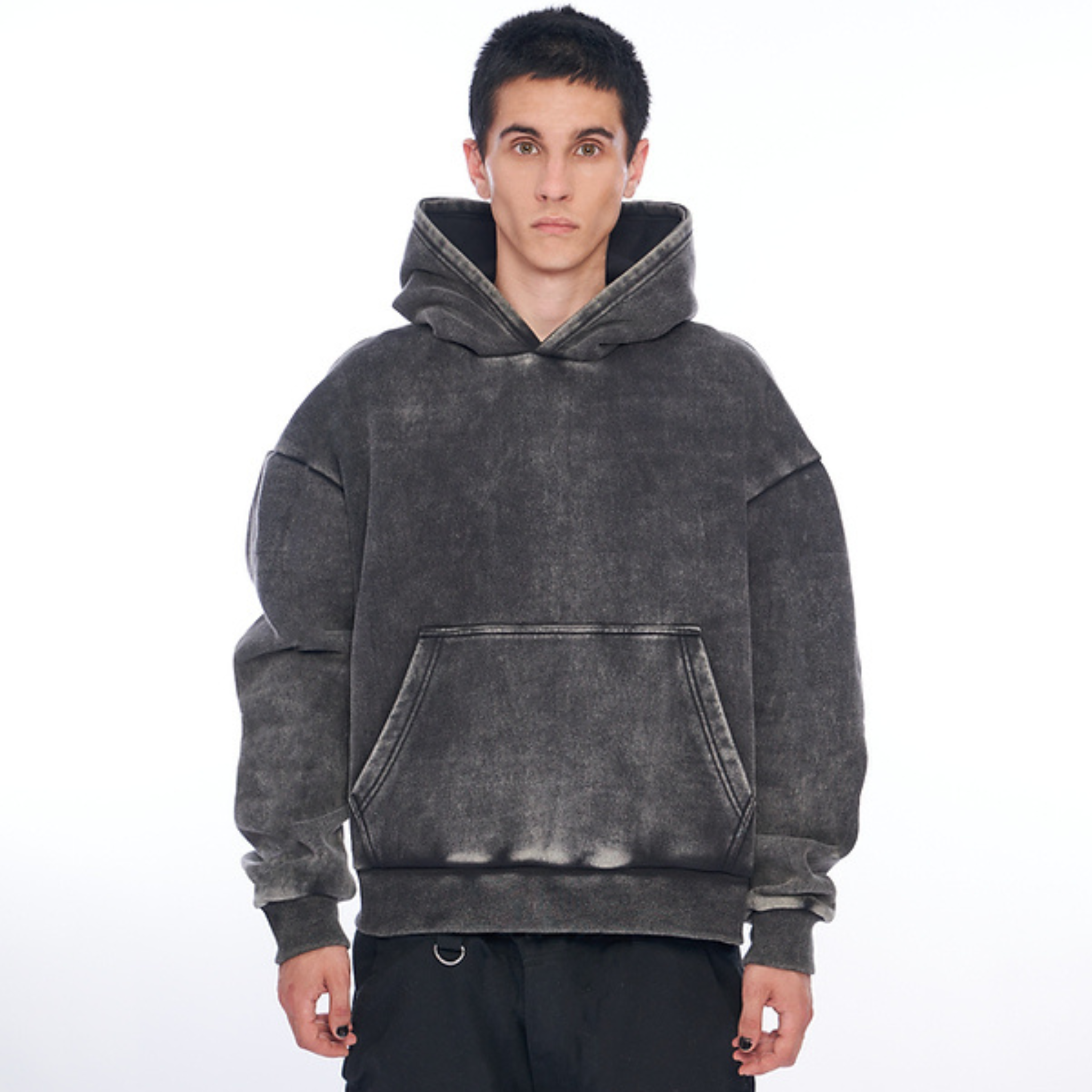 WASHED BRUTALIST HOODIE - CROSSY STUDIOS