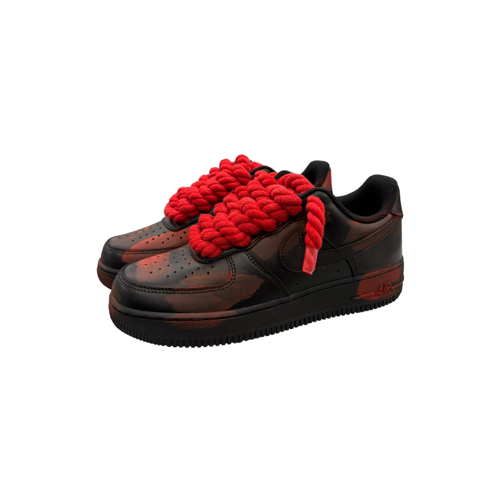 NIKE AIR FORCE 1 BLACK ROPE LACES RED LIMITED EDITION