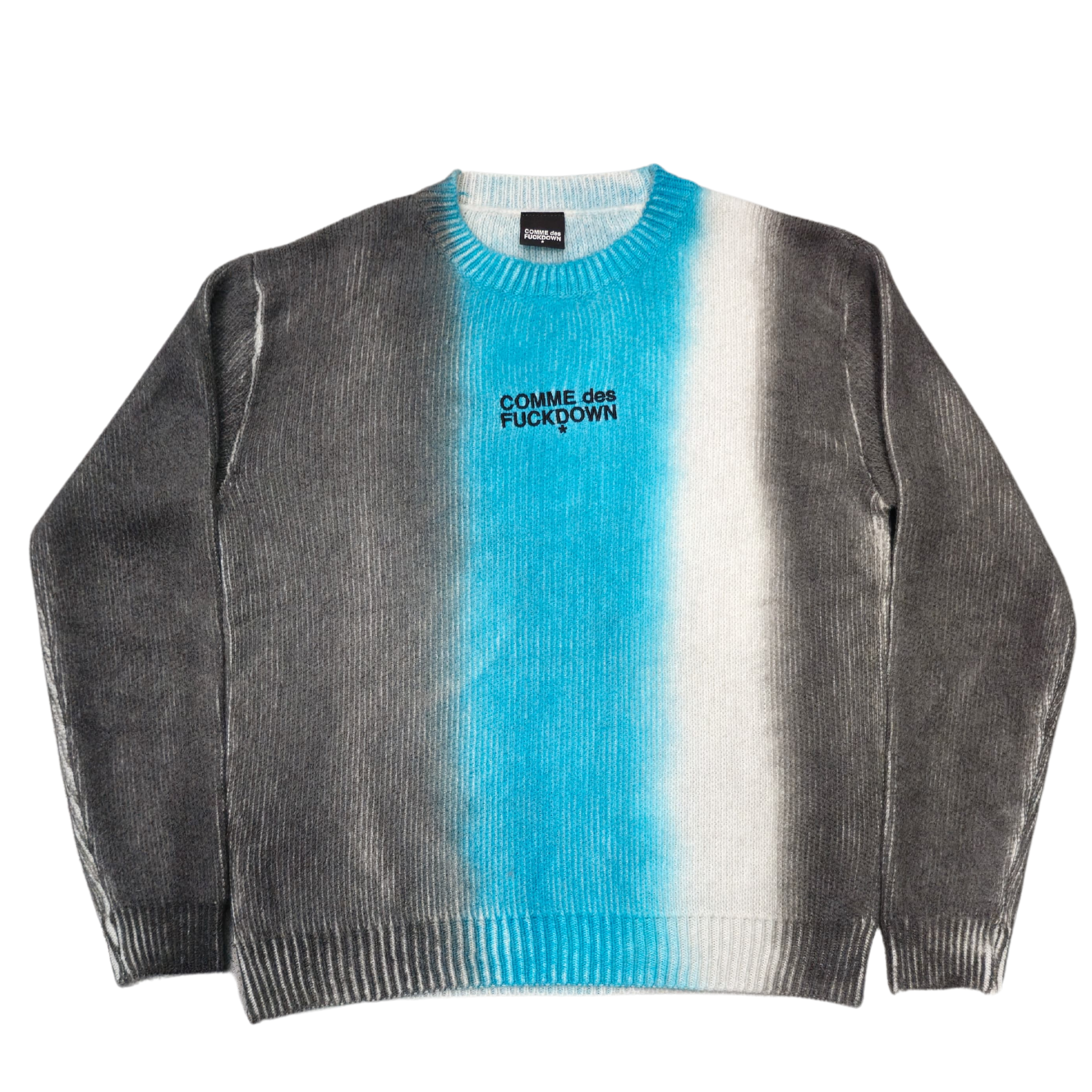 CYAN-GREY GRADIENT KNIT SWEATER - COMME DES FUCKDOWN