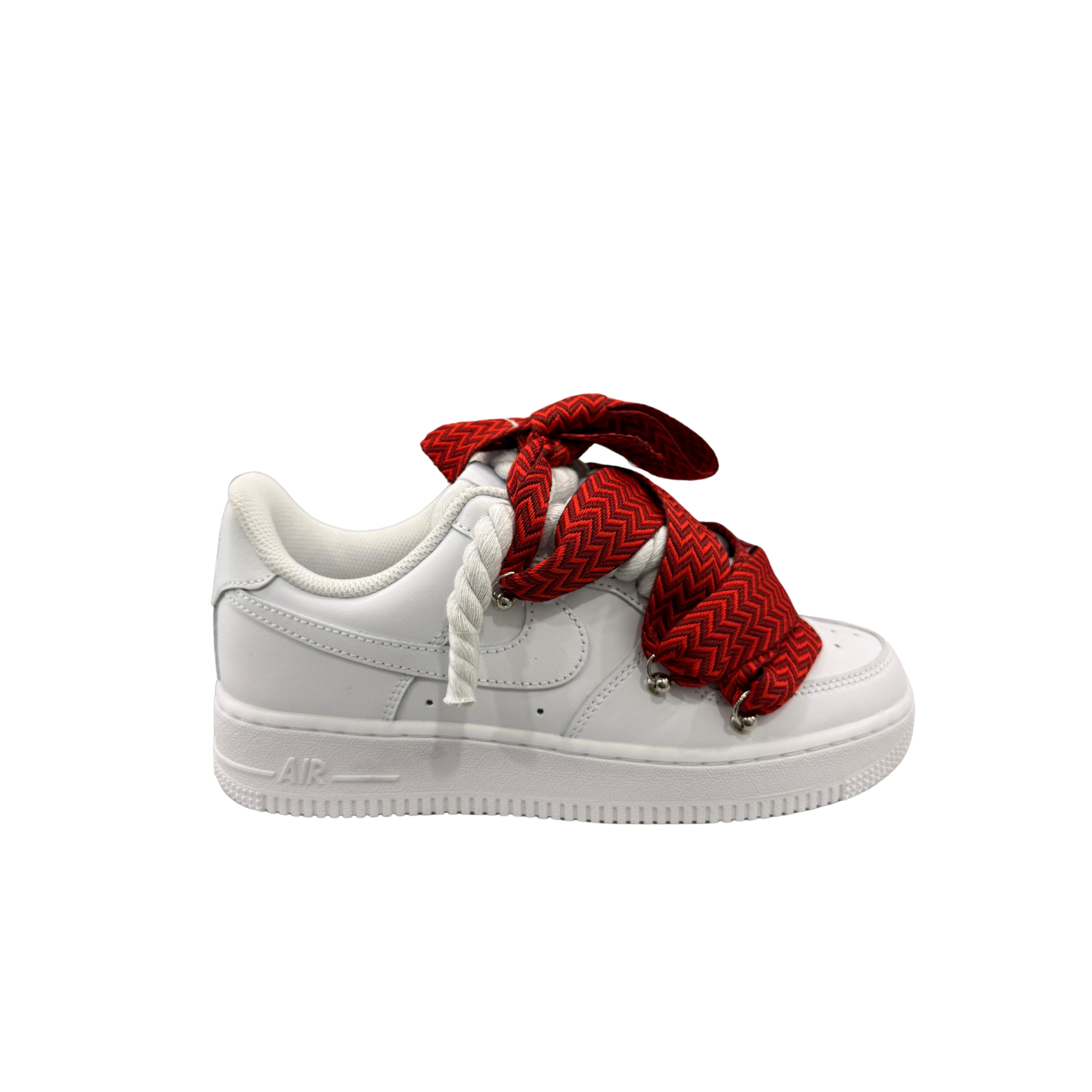 NIKE AIR FORCE 1 WHITE ROPE LACES  LANV* RED