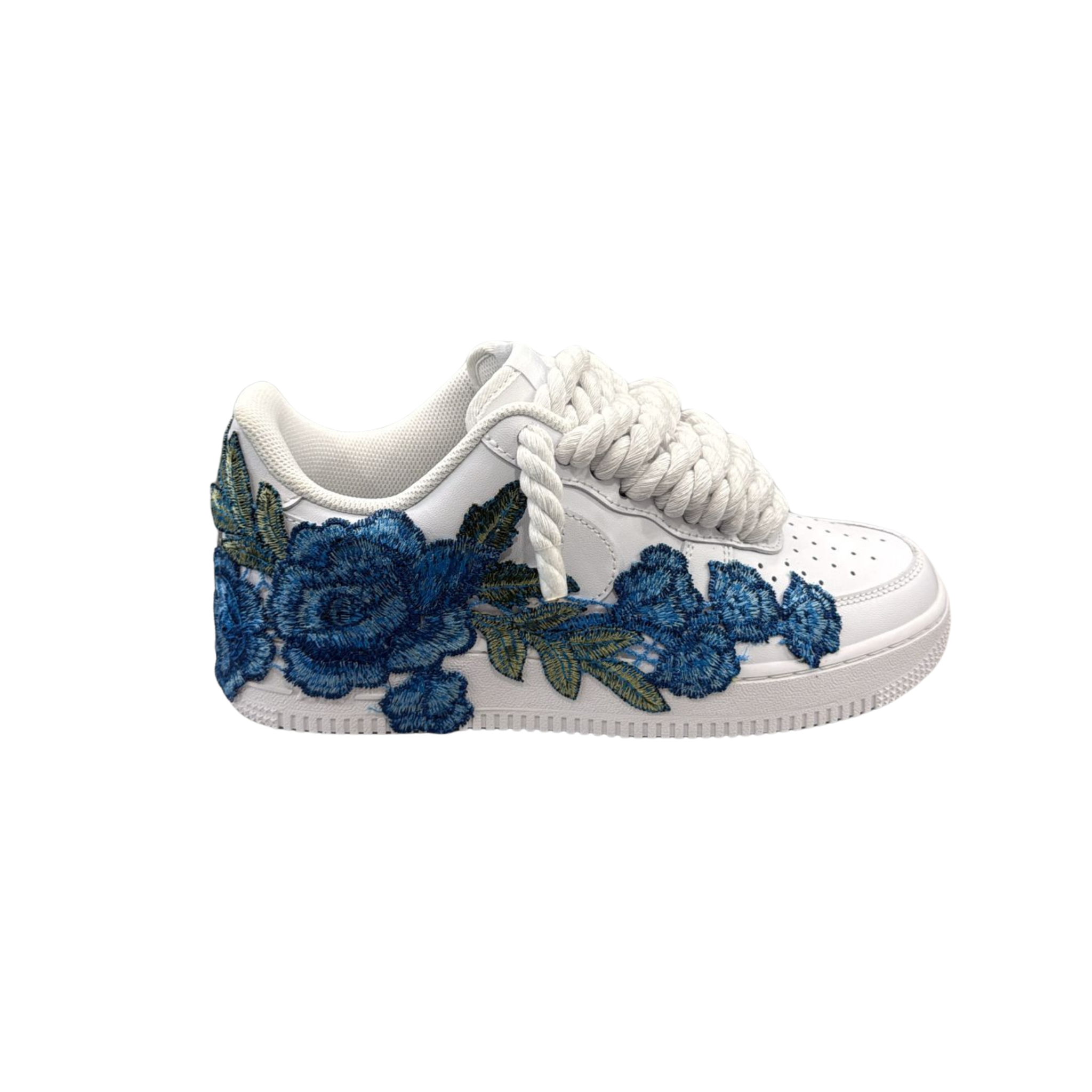 NIKE AIR FORCE 1 WHITE ROPE LACES BLU ROSE LIMITED EDITION