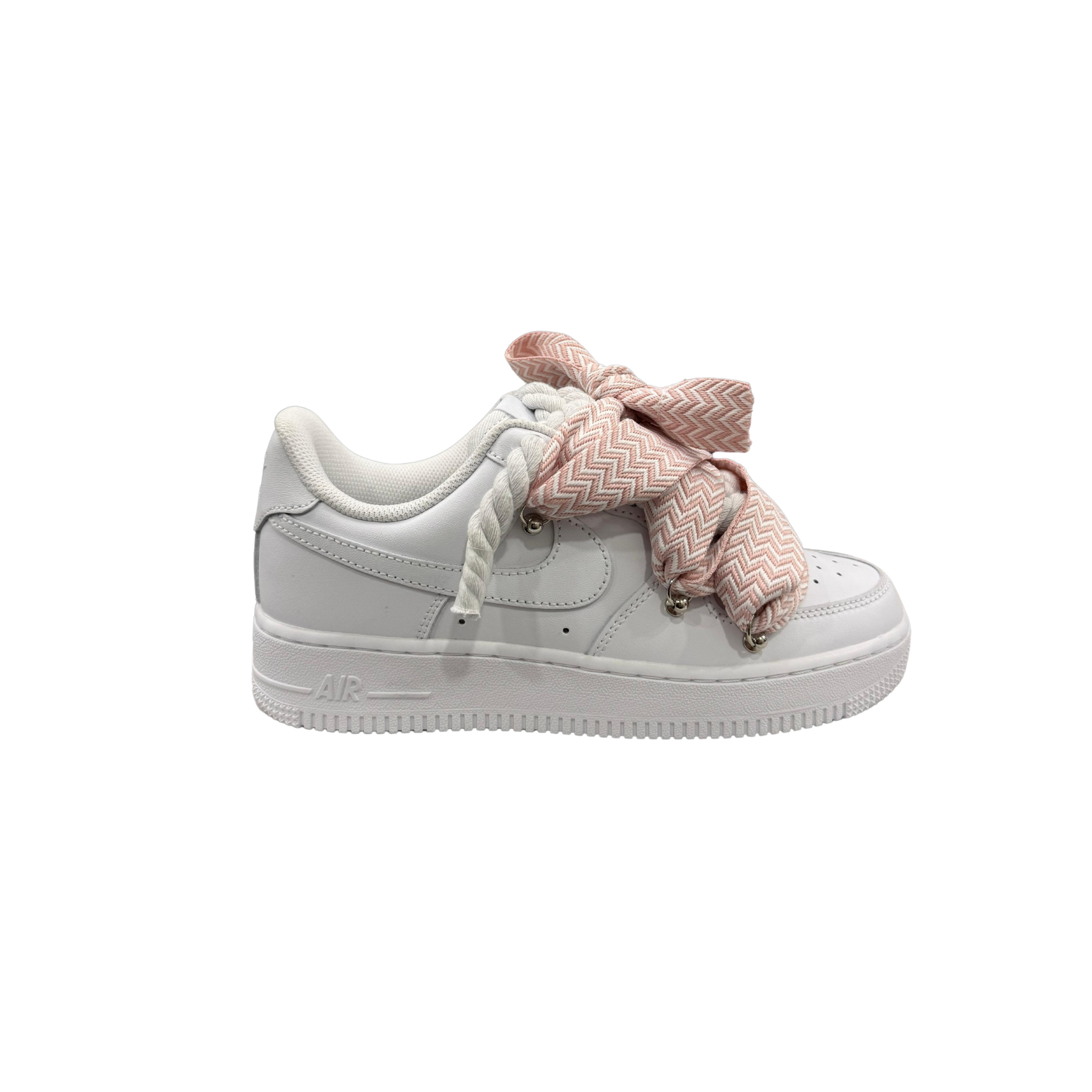 NIKE AIR FORCE 1 WHITE ROPE LACES  LANV* PINK