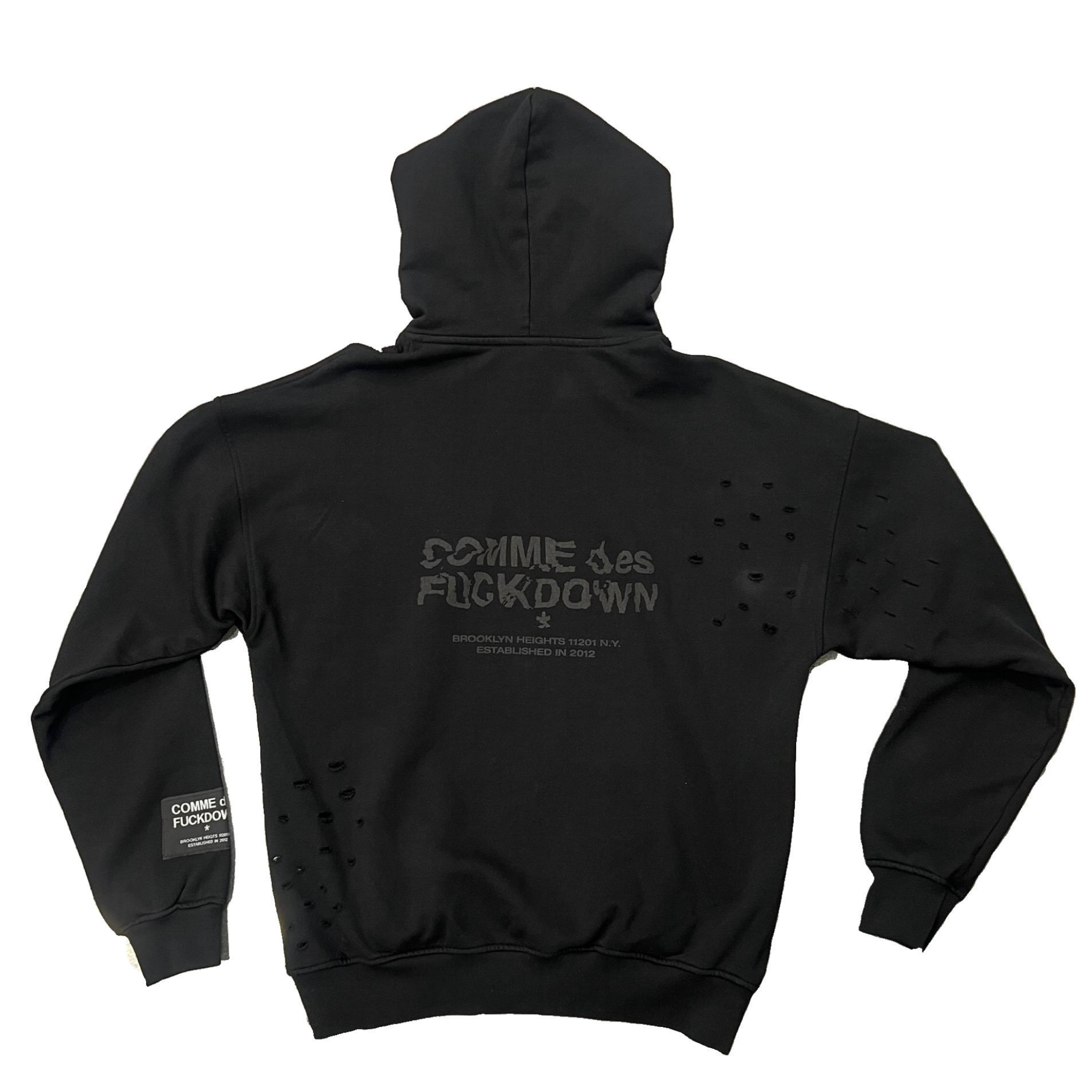 RIPPED HOODIE BLACK - COMME DES FUCKDOWN